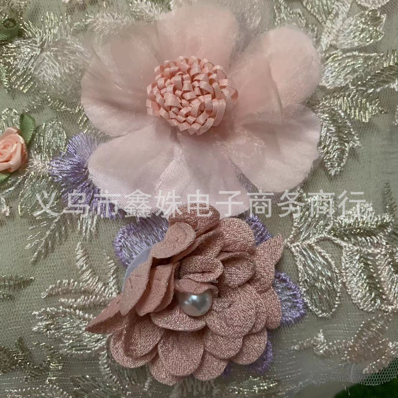 Wholesale of three-dimensional rose embroidered lace collar imitation pearl DIY floral lace trim dress accessories pic 6