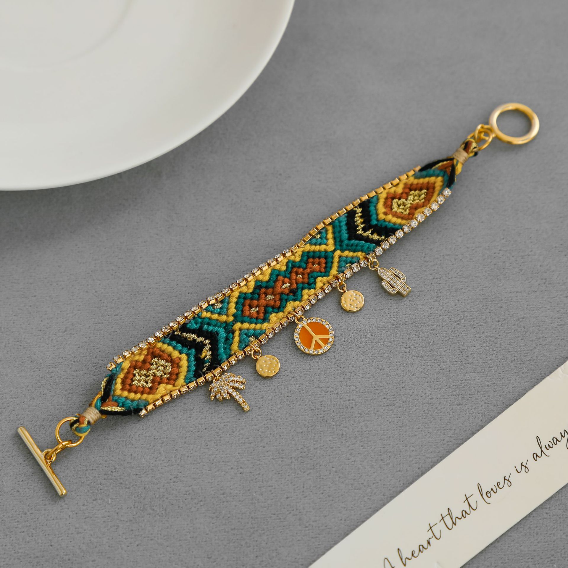 HIP家法式编织手链 波西米亚风民族风小众简约彩色流苏编织手链详情7