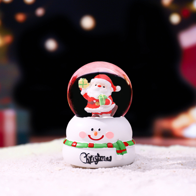 新款圣诞节雪人底座迷你水晶球节日礼物儿童发光音乐盒房间装饰详情6