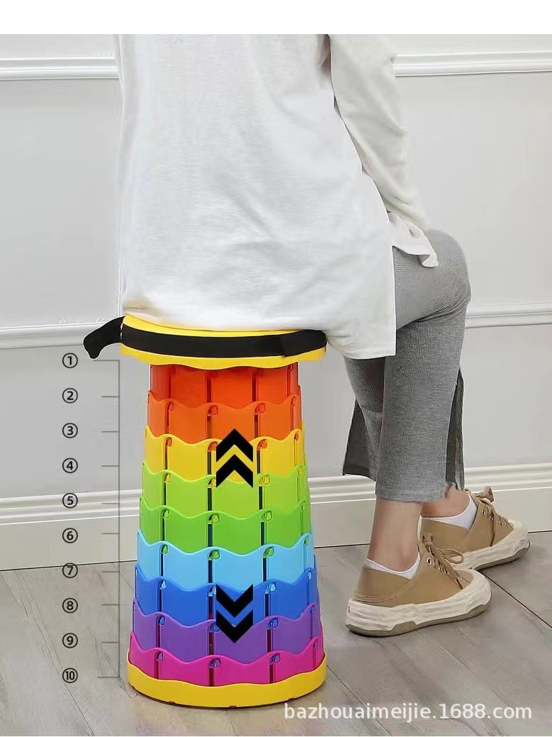 Portable outdoor travel folding stool, adjustable and retractable, camping and fishing portable small stool, tourist queuing stool pic 5