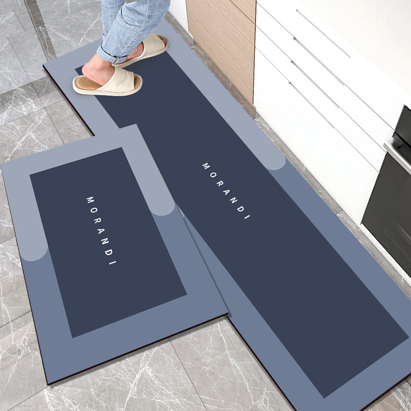 Morandi Simple Diatom mud water-absorbing floor mat, oil-absorbing, dirt-resistant and anti-slip kitchen mat combination set long strip quick-drying foot mat pic 1