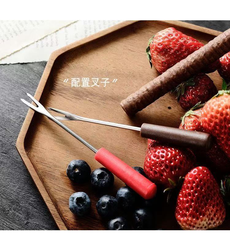创意巧克力马克杯火锅炉陶瓷杯子冰淇淋奶酪火锅杯情人礼物送叉子详情7