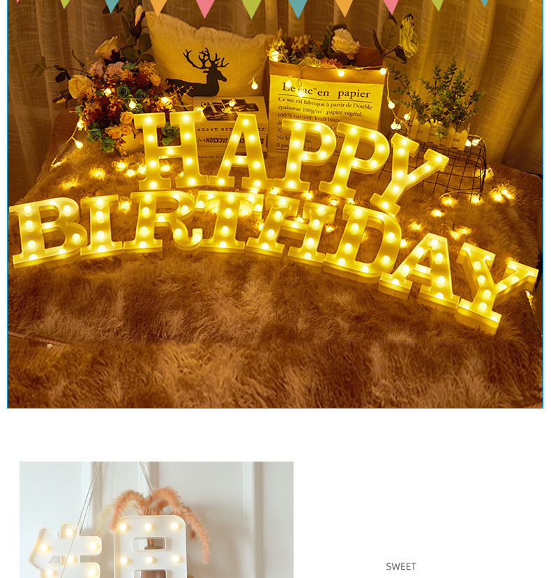 生日快乐灯求婚表白字母灯派对场景布置led灯蛋糕装饰灯发光灯牌详情2