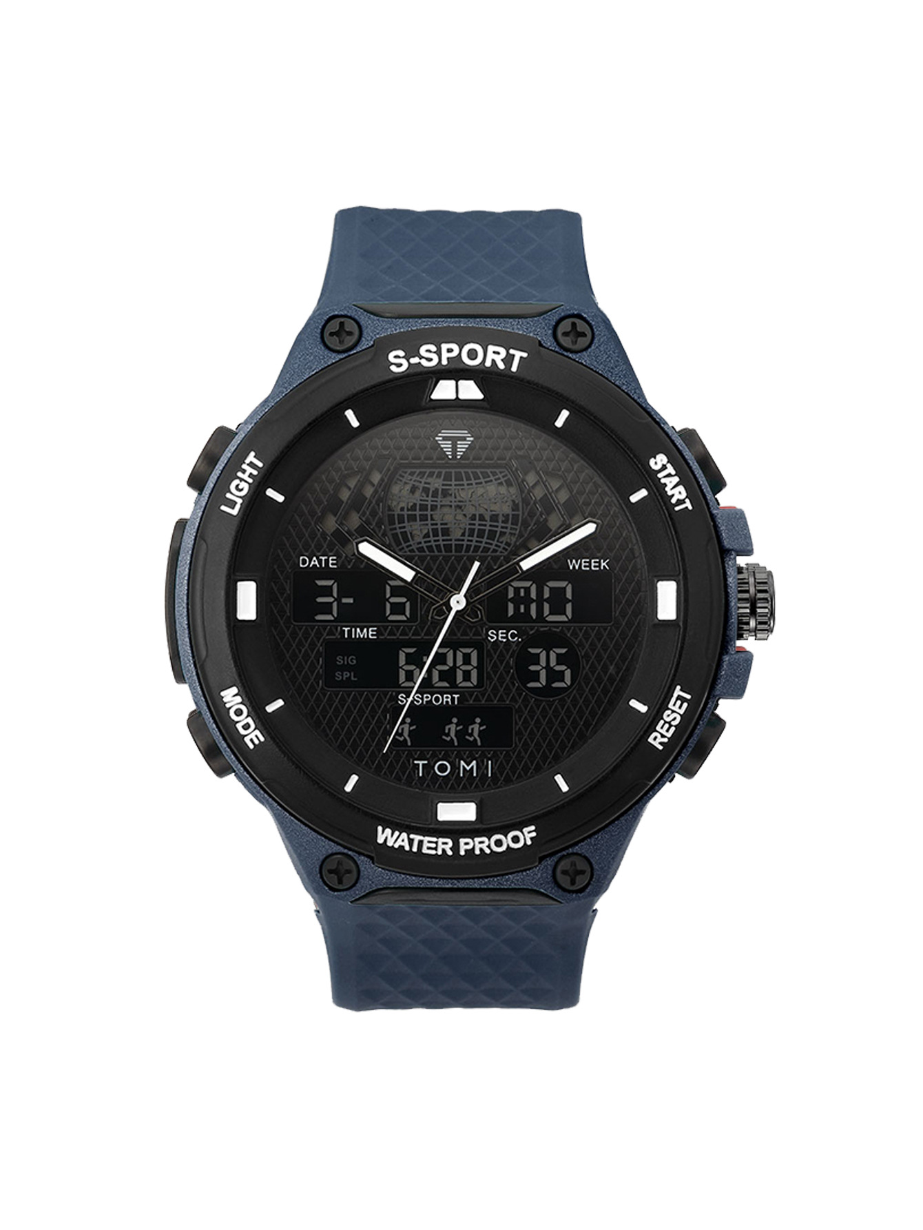 TOMI数字指针双显示创意休闲手表男士学生运动防水表高颜值石英表详情11