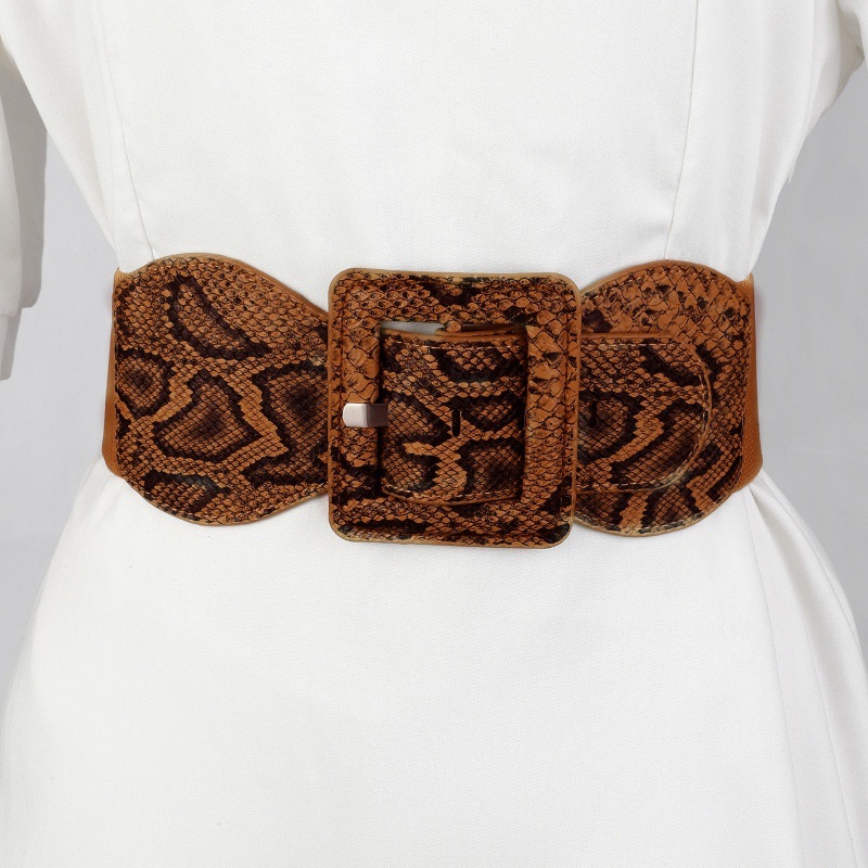 跨境欧美宽腰封蛇纹弹力松紧紧身衣带时尚休闲宽腰封女连衣裙配饰详情8