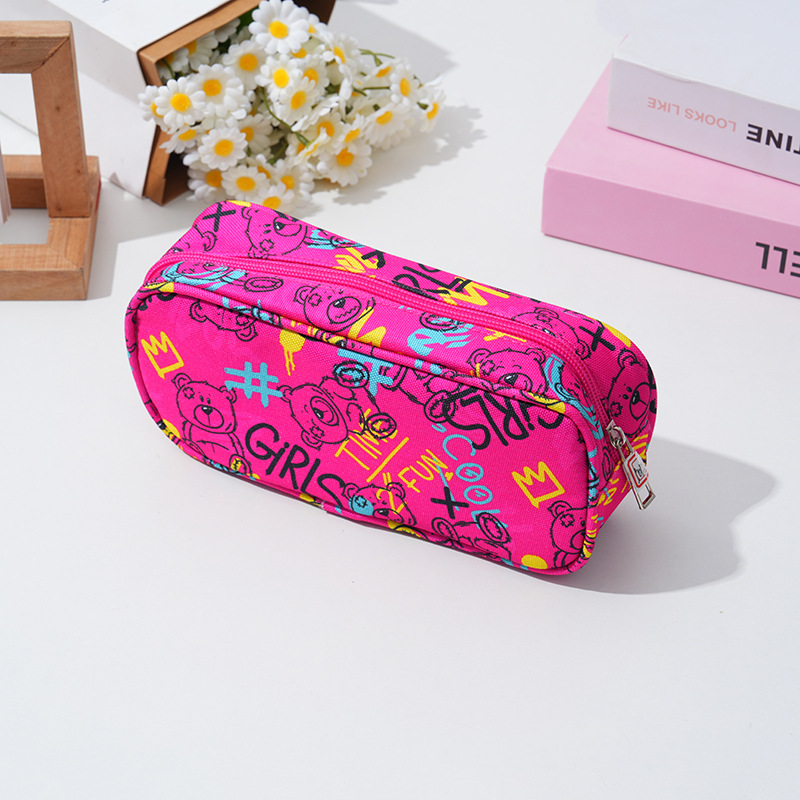 New large-capacity printed high-end student pencil case, high appearance level cartoon zipper pencil case, multi-functional stationery box pic 6