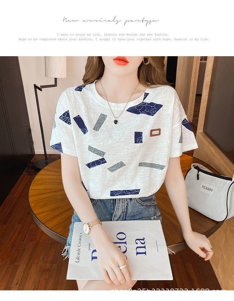 The new 2024 white T-shirt for women is a short-sleeved, round-neck, loose base layer with a versatile top that suits the ins trend pic 6