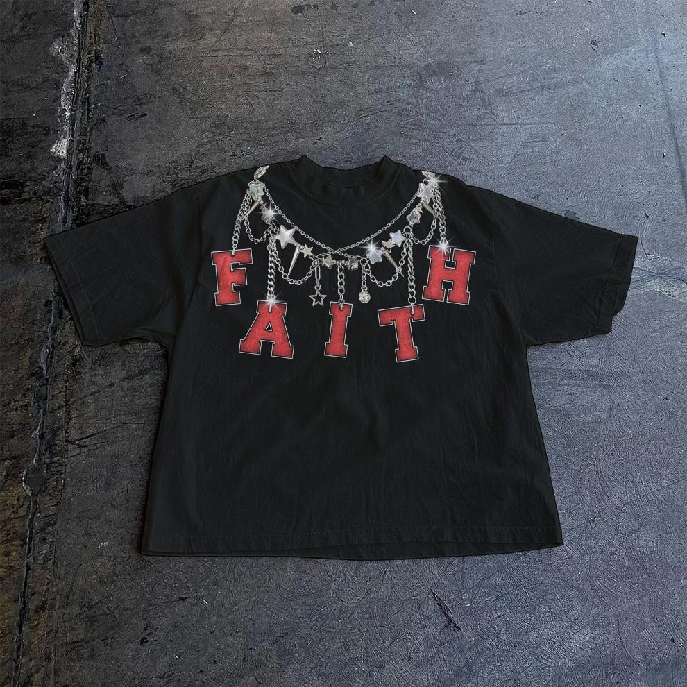 2026 Cross-border street classic printed T-shirts for men, loose T-shirts for men and women, hip-hop street printed T-shirts for couples pic 11