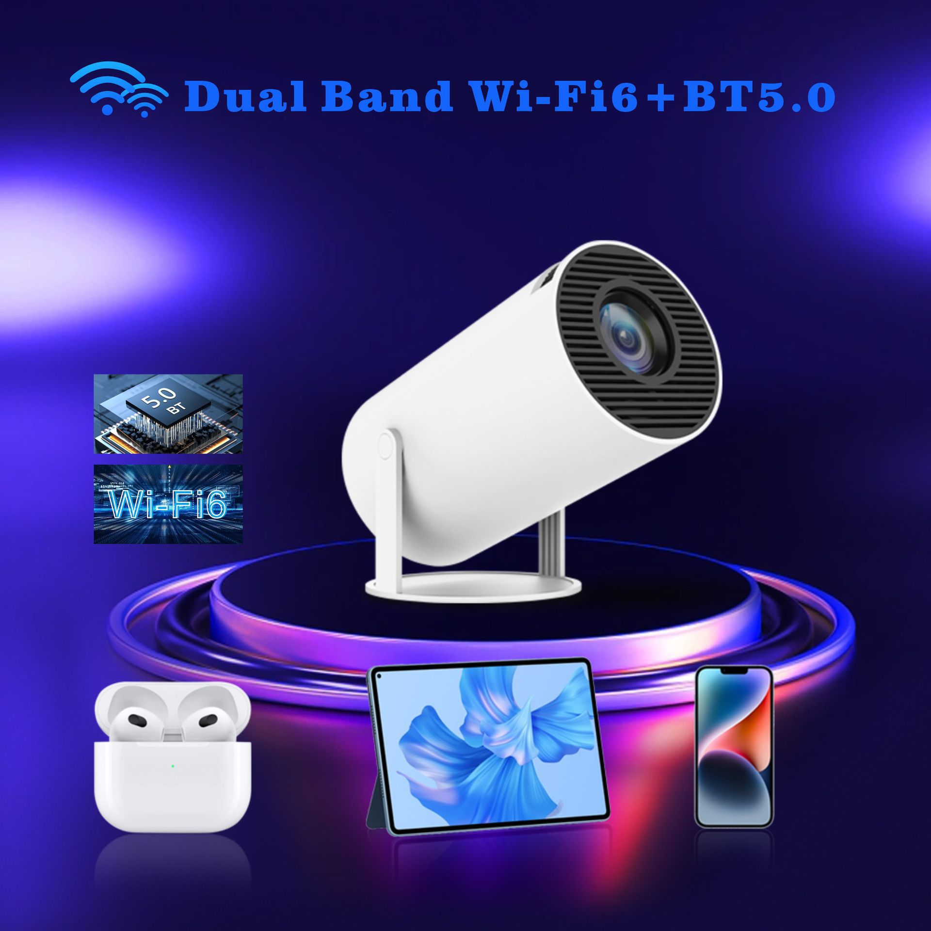 hy300pro projector home 4K portable LCD ultra-high-definition living room wall projection wireless screen factory wholesale price pic 2
