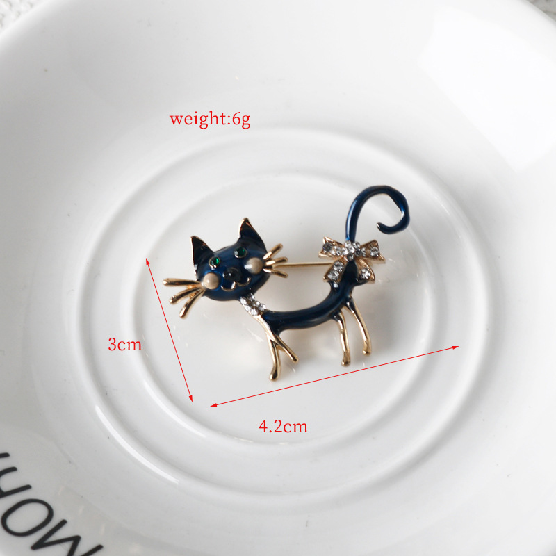 跨境热销新款欧美彩色滴油猫咪胸针卡通动物胸花大衣西服别针衣饰详情2