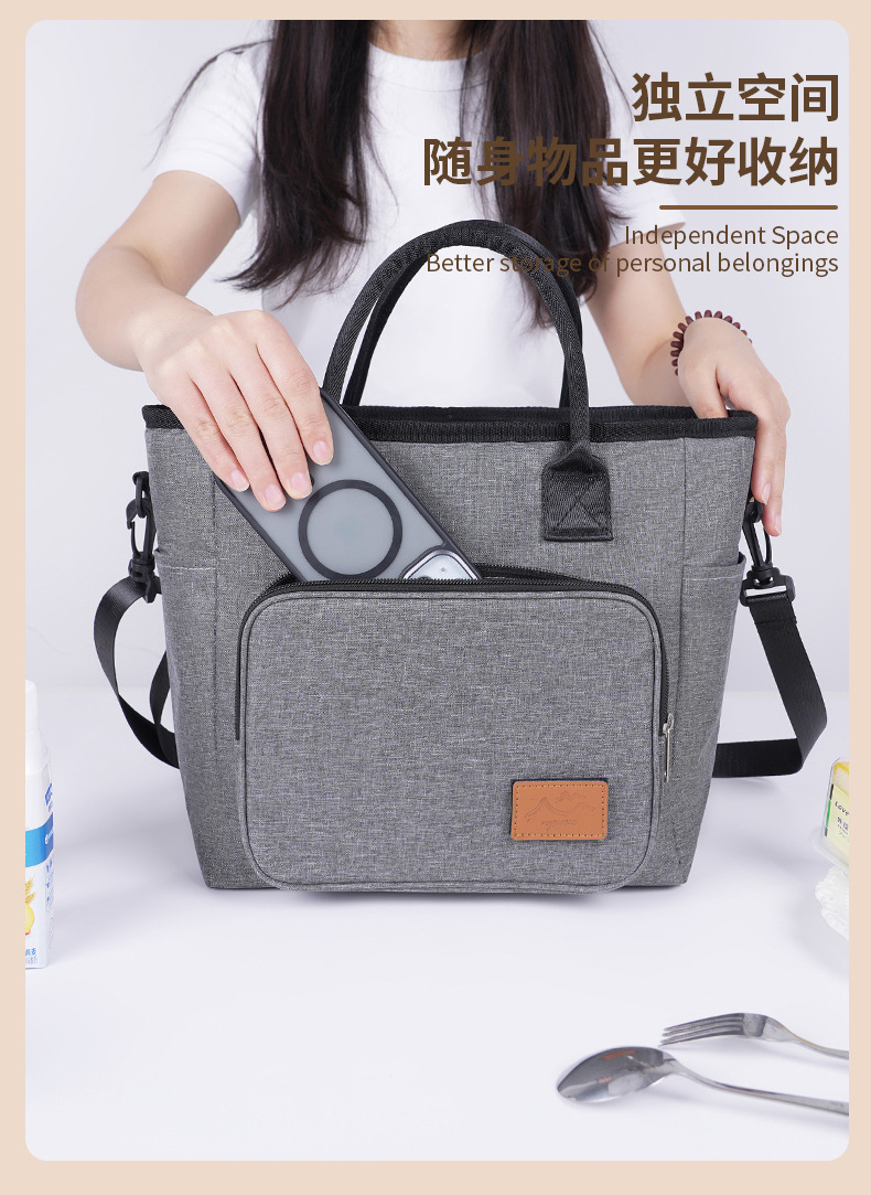 跨境亚马逊牛津布餐包单肩斜挎包保温饭盒收纳包折叠便携保温冰包详情10