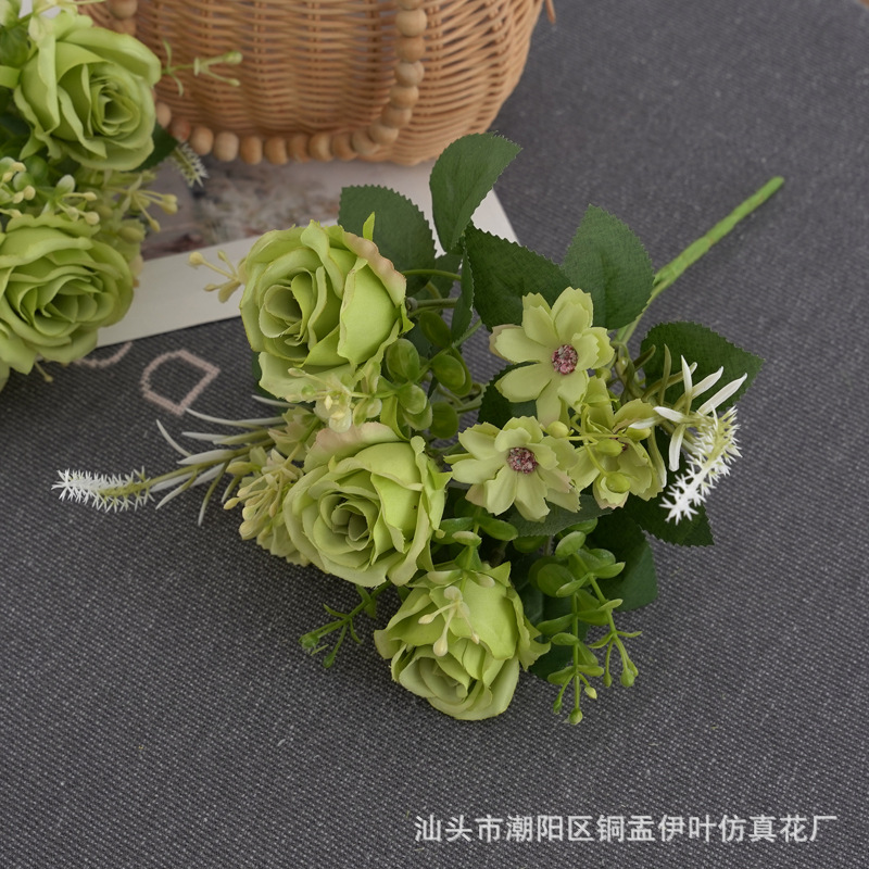 北欧仿真小玫瑰牡丹人造花家居装饰婚庆花墙洋甘菊花束详情27