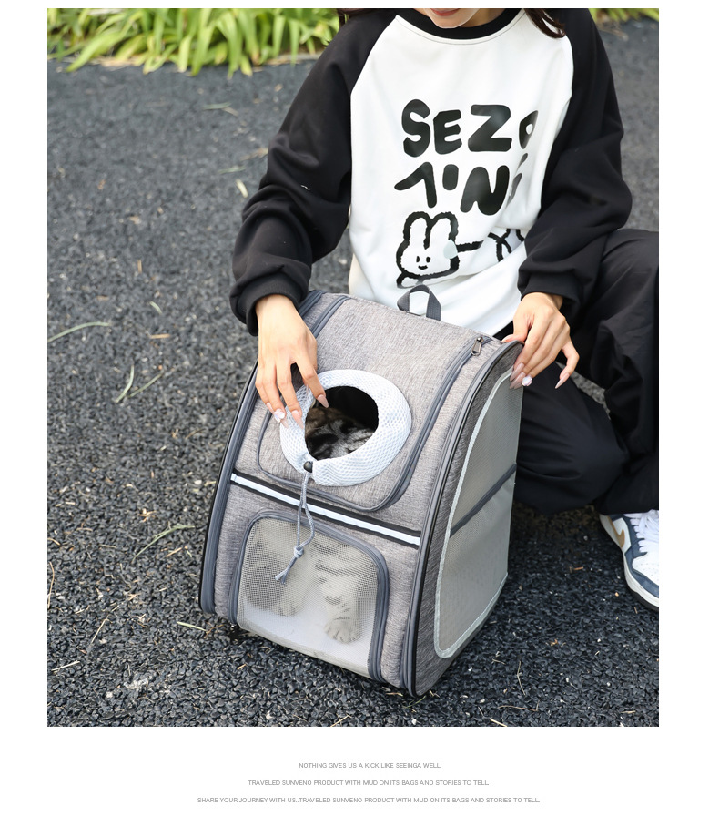 Pet bag for aviation, foldable cat bag, breathable, large-capacity cat and dog, outdoor travel pet backpack, double-shoulder cat bag pic 14