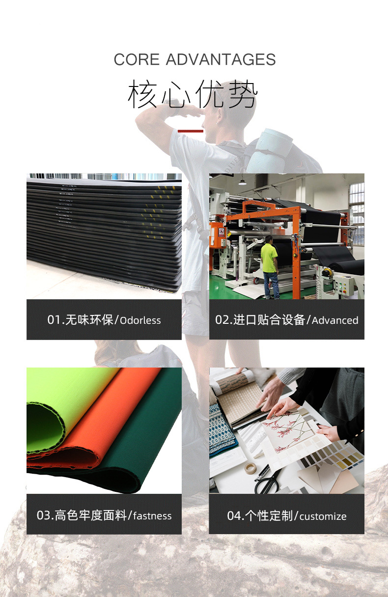防水氯丁橡胶面料 环保无气味潜水料可冲孔潜水布复合面料详情21