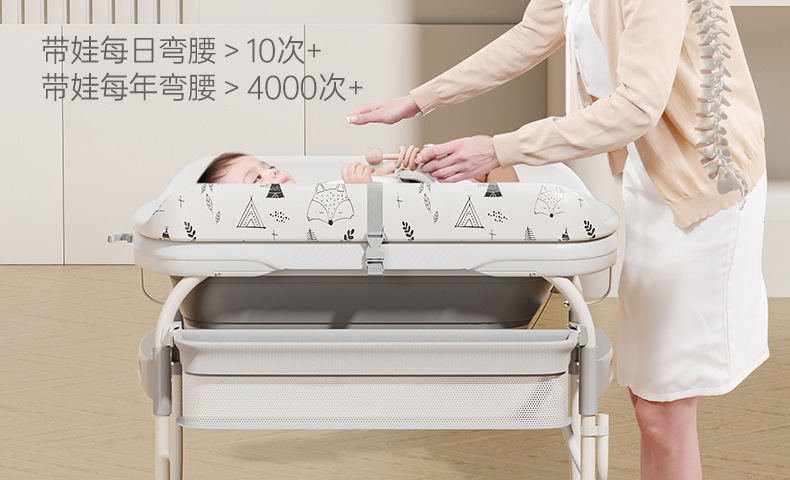 Changing table, baby care table, newborn diaper changing, massage and touch table, bathing and washing integrated with rollers pic 12