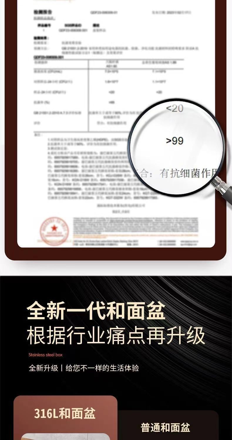 316不锈钢和面盆特厚家用不锈钢汤盆食品级不锈钢盆厨房洗菜盆详情5