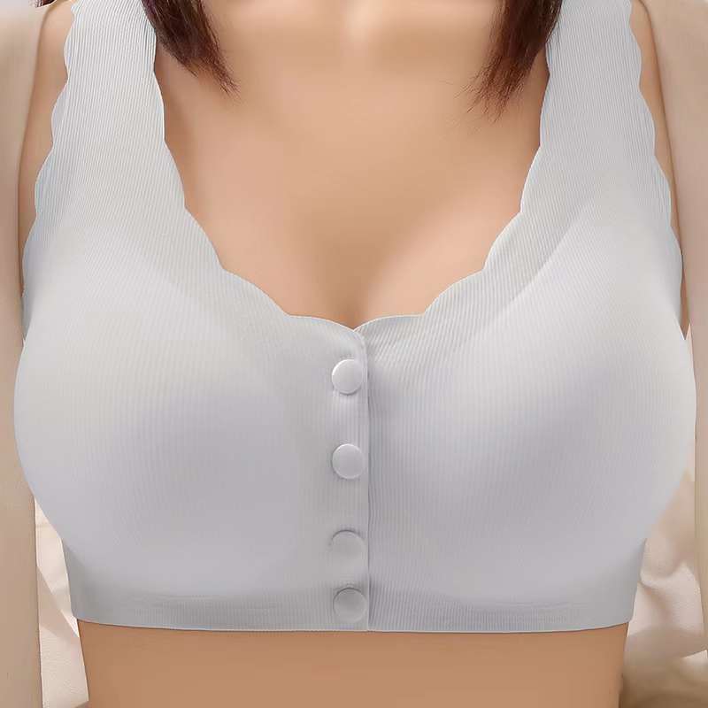 内衣女冰丝薄款前扣小胸聚拢无钢圈文胸舒适透气收副乳调整型胸罩详情4
