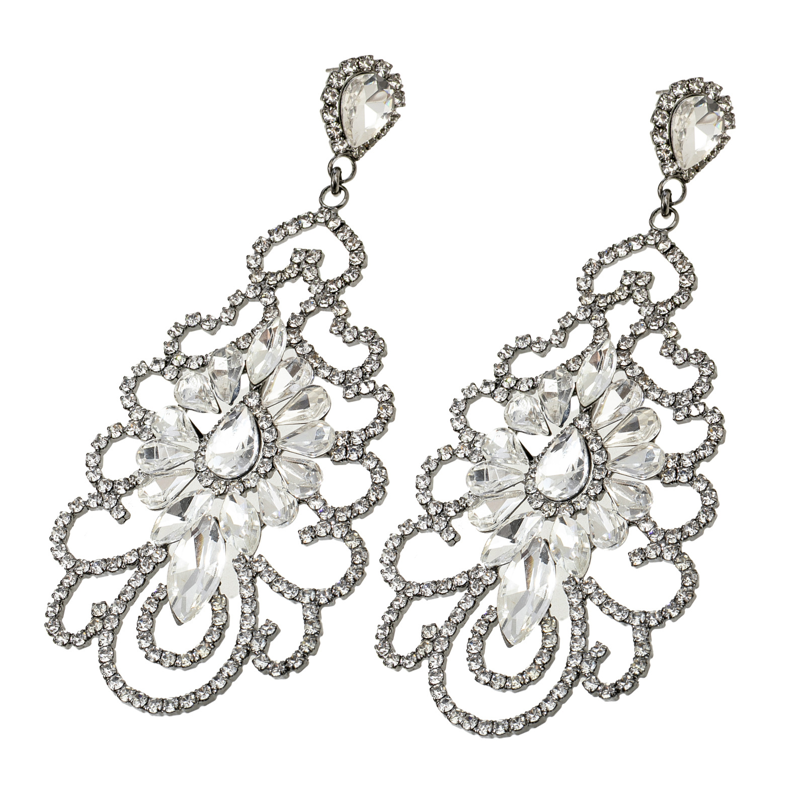 European and American style earrings with a sense of design, hollowed-out rhinestone earrings, luxurious and exquisite diamond-encrusted earrings, versatile earrings for brides, wedding parties and banquets pic 12