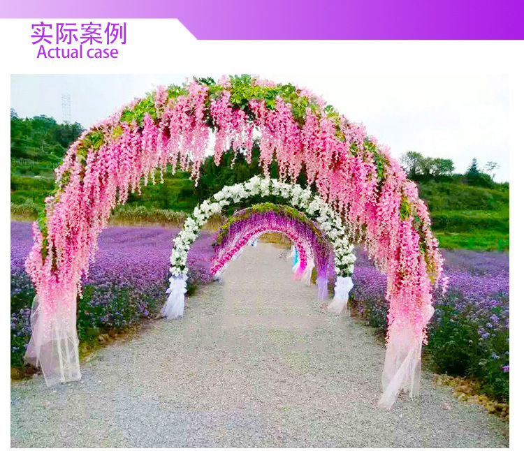 仿真垂吊紫藤花网红婚庆长廊吊顶装饰加密豆花花串假花藤条树枝详情47