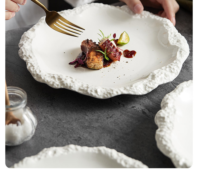 岩石纹裙边盘子菜盘家用陶瓷平盘浅盘2024新款酒店餐具ins风摆盘详情7
