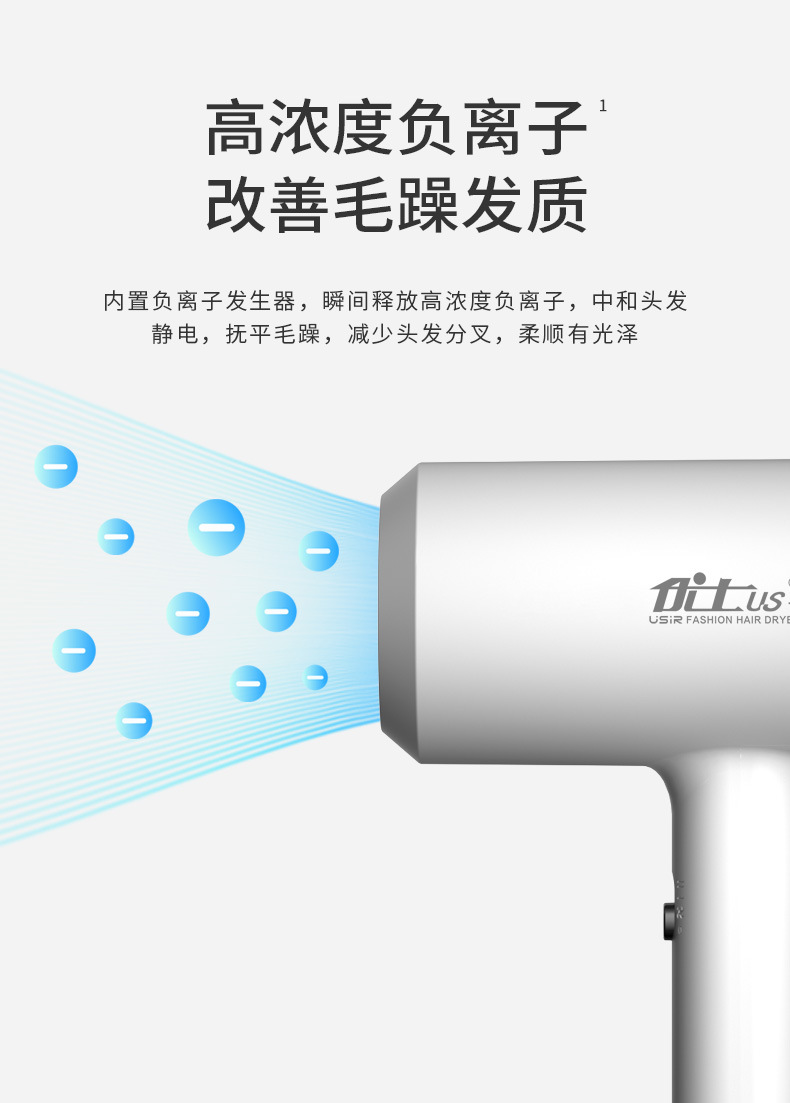 Youshi hair dryer, home dormitory blue Light negative ion Hair dryer, High-power hair care, quick-drying, internet-famous electric hair dryer pic 5