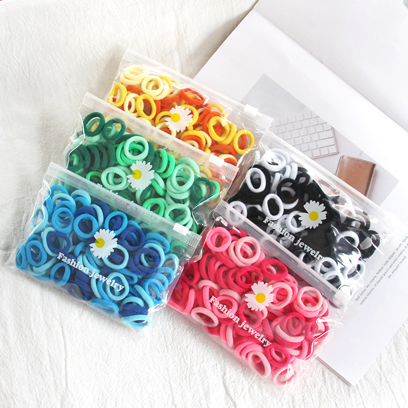 新款小号儿童彩色发圈宝宝不伤发头绳无接缝毛巾圈100根详情21