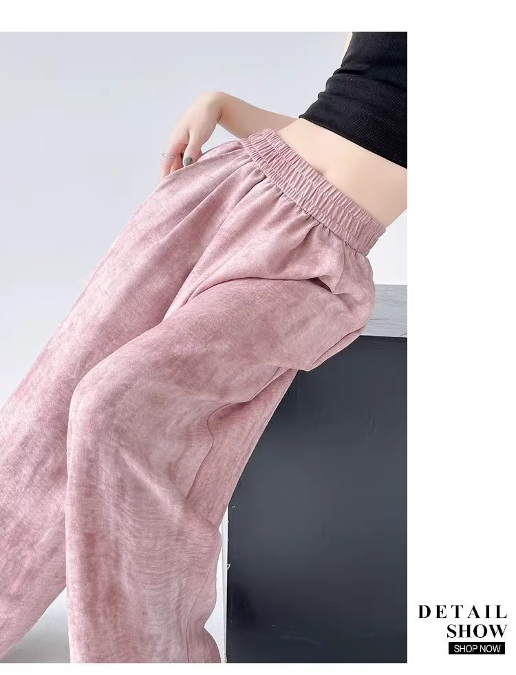 Tie-dyed ice silk cotton linen Chinese-style thin wide-leg pants for women, sun protection, summer drape, loose straight-leg high-waisted Chinese-style Yamamoto pants pic 64
