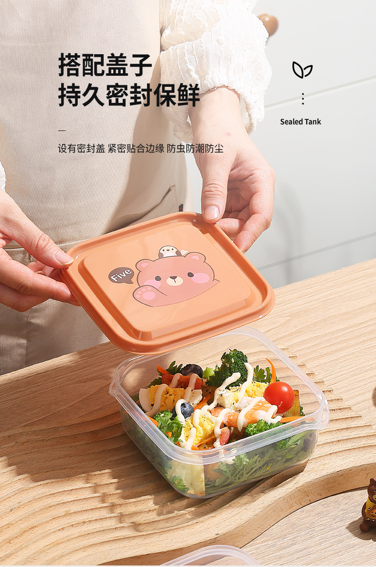 Caja de plástico de dibujos animados 3 piezas cocina refrigerador caja de almacenamiento de alimentos microondas caja de almuerzo caja de frutas pic 26