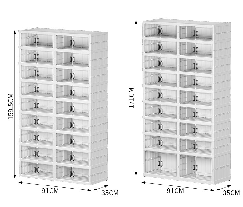 免安装透明鞋盒 一体式可折叠四排鞋柜 大容量多层家用塑料收纳柜详情13