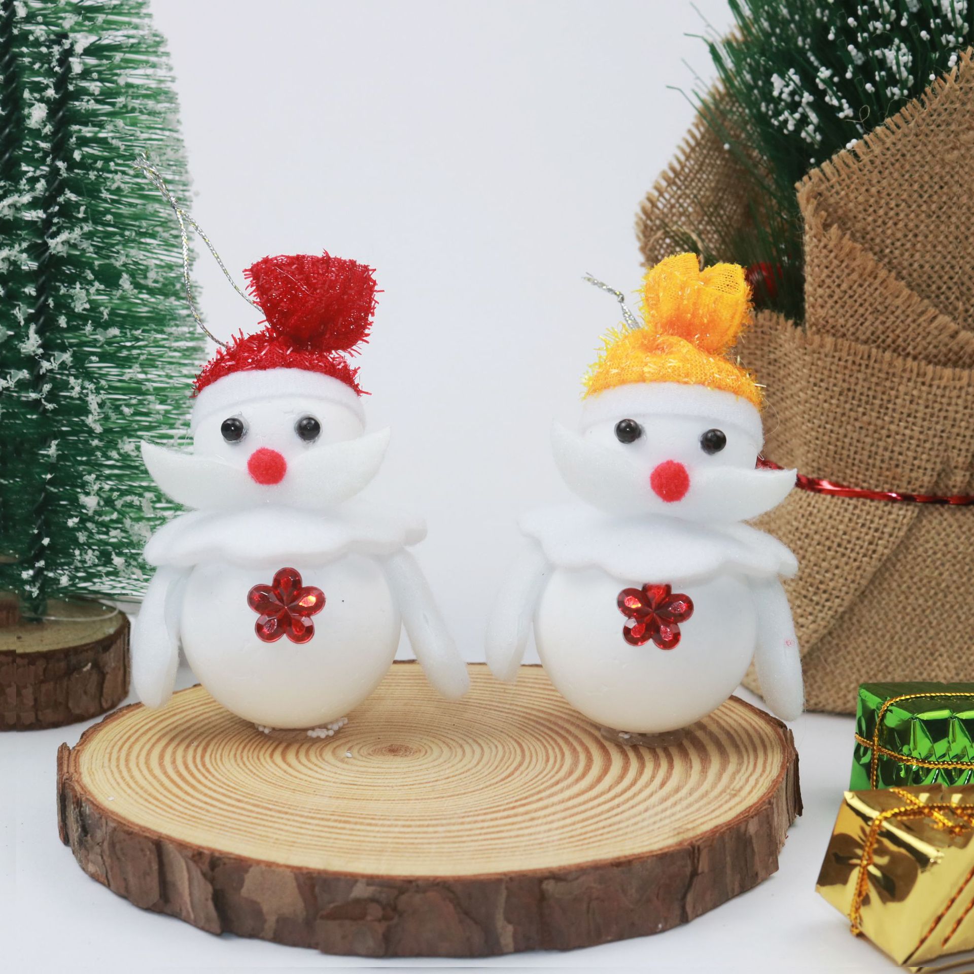 圣诞泡沫雪人摆件8x6cm两件套 商场酒店场景装饰用品圣诞节装饰品详情6
