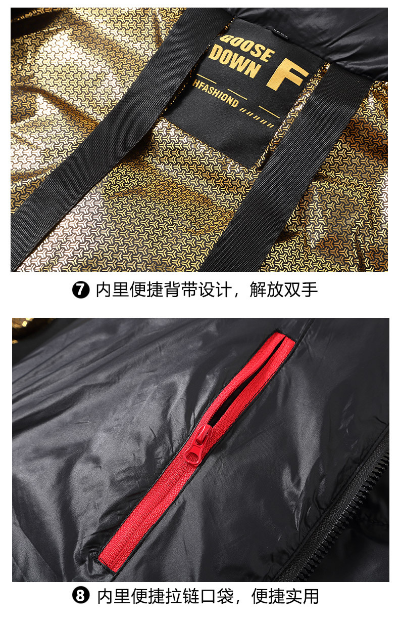 黑金鹅绒羽绒服短款加厚男款保暖防寒冬季白鸭绒服男新款连帽外套详情19