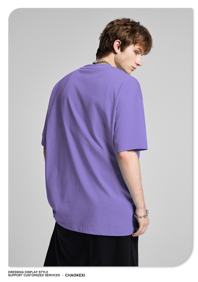 CKX2026夏季美式275g高品质潮牌纯棉t落肩纯色男潮青少年短袖T恤详情32