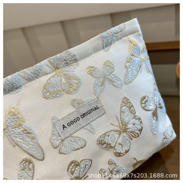 跨境蝴蝶化妆包小清新便携护肤品收纳袋旅行洗漱包帆布方包手拿包详情16