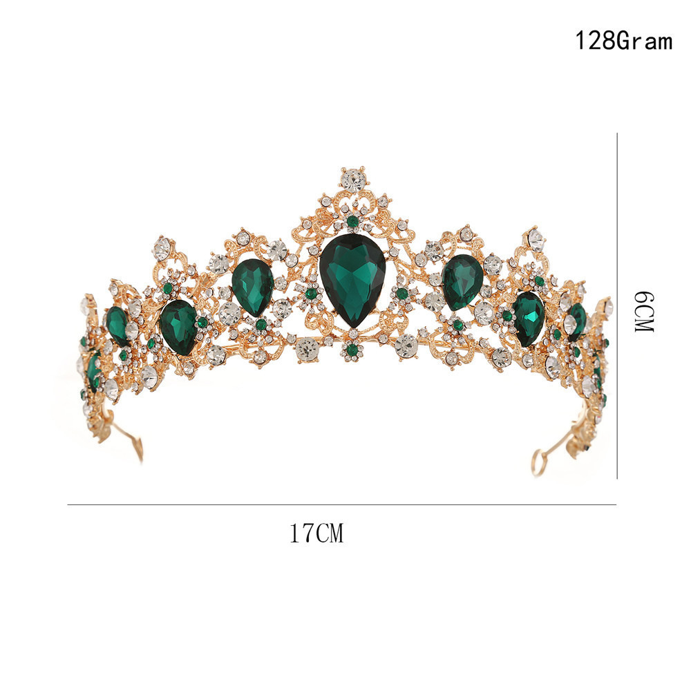 Tocados transfronterizos al por mayor europa y Estados Unidos diamantes de color cristal popular lujo noble adorno de pelo corona novia boda corona grande pic 5