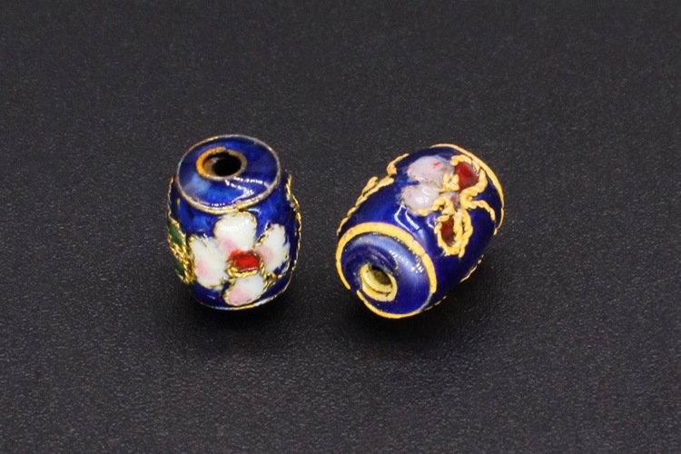 Traditional high-temperature cloisonne filigree silver-blue DIY jewelry accessories, cloisonne 9*7 small drum beads pic 12