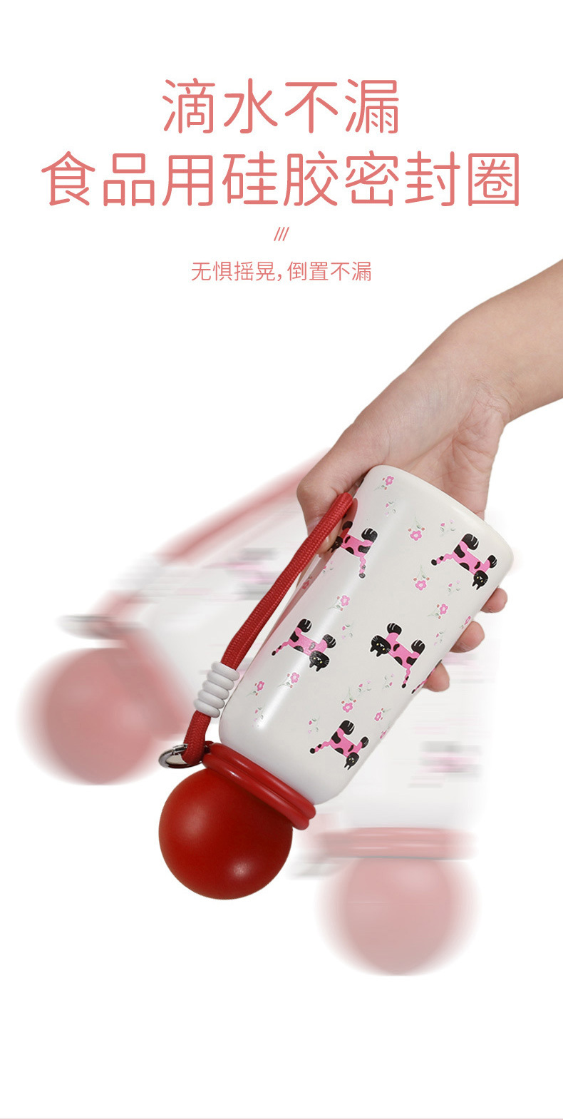 Copa térmica de bola de nariz roja dentro de la cuerda de transporte de acero inoxidable 316 taza de acompañante de la nariz roja dibujos animados niños copa de agua pic 8