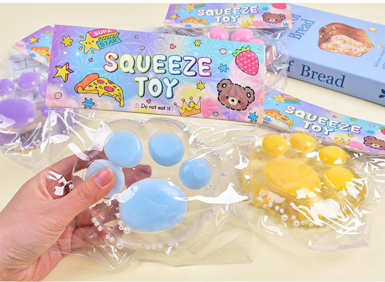 New large-sized round cat paw kneading Fun diy stress-relieving toy with light, extra-large tpr mud feel pic 10