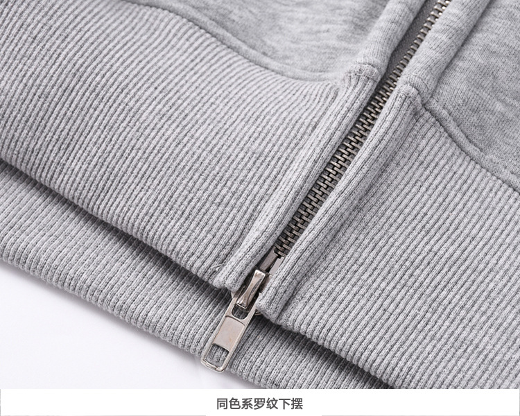 美式重磅奥粒绒外套男秋冬加绒加厚保暖拉链开衫休闲纯色连帽卫衣详情14