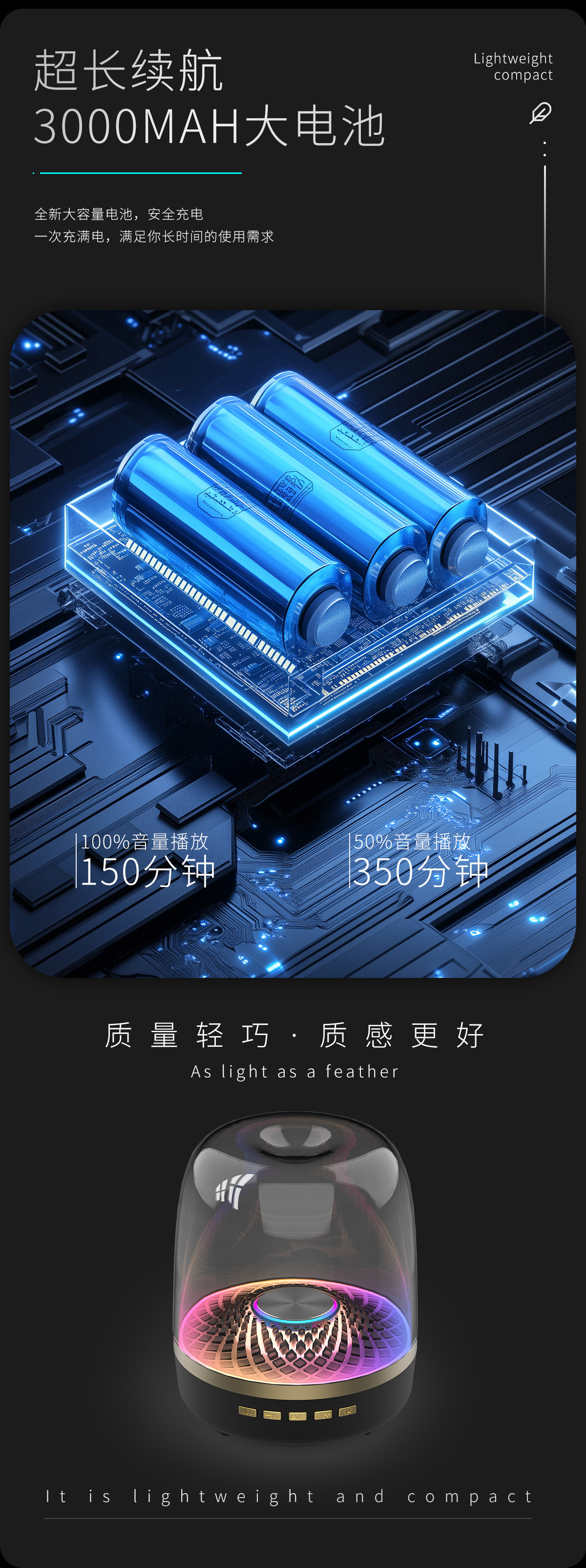 829 Bluetooth speaker, cool RGB ambient light, TF card, high appearance level, desktop small speaker, cross-border bestseller, high volume pic 11