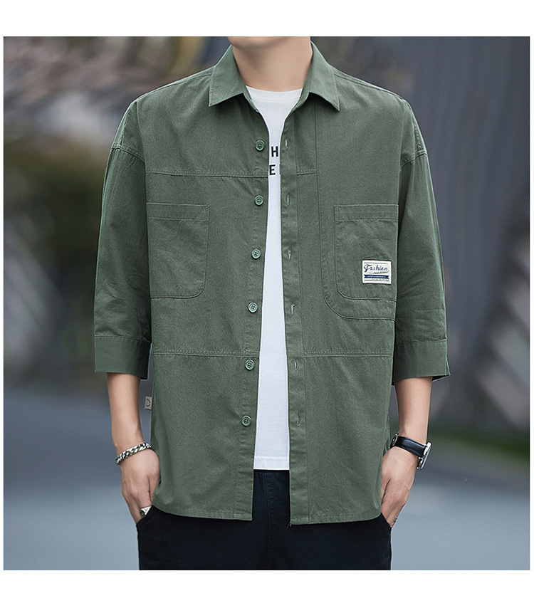 Casual short-sleeved shirt for men, Korean-style trendy 70% shirt, summer cool and stylish workwear top, Japanese-style coat pic 16