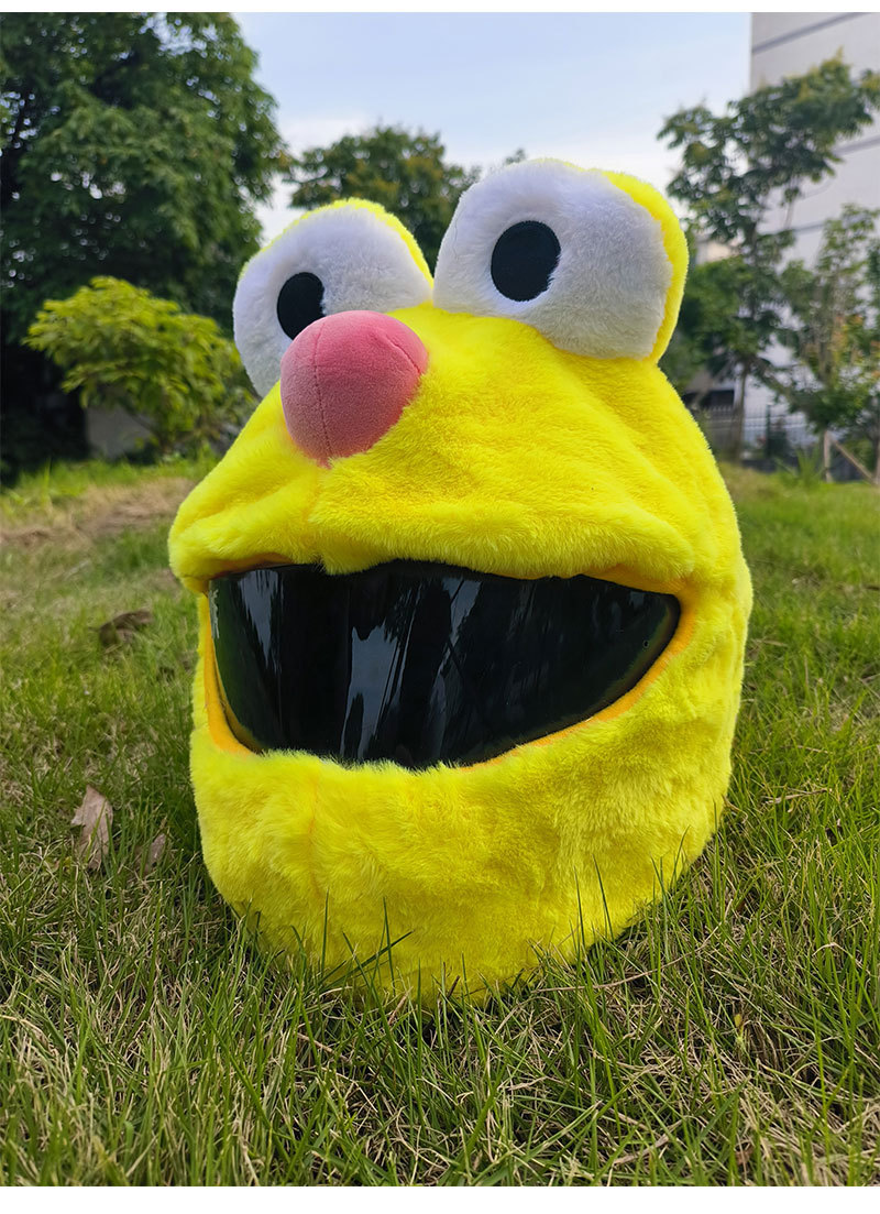 Helmet cap protective cover, big-eyed monster motorcycle, motorcycle, personalized cartoon plush head cover, frog riding, mask removal for warmth pic 17