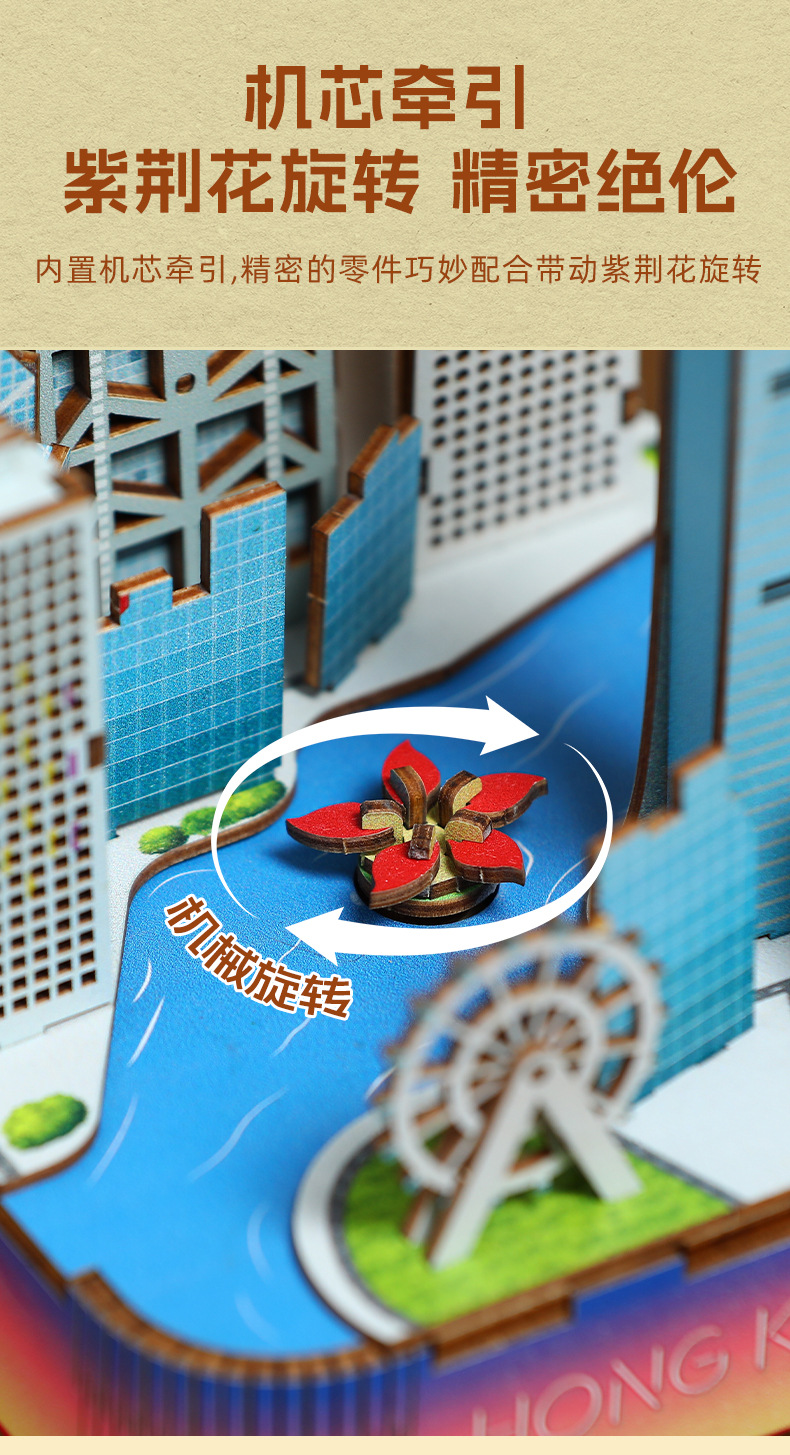 Cross-border new product, national trend and fun wooden music box, DIY handcrafted world-famous architecture, adult toy pic 33