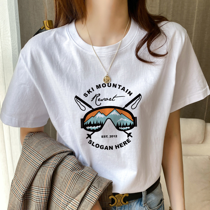 【热销代发】2024纯棉爆款短袖T恤女装ins夏复古潮流印花时尚百搭详情28