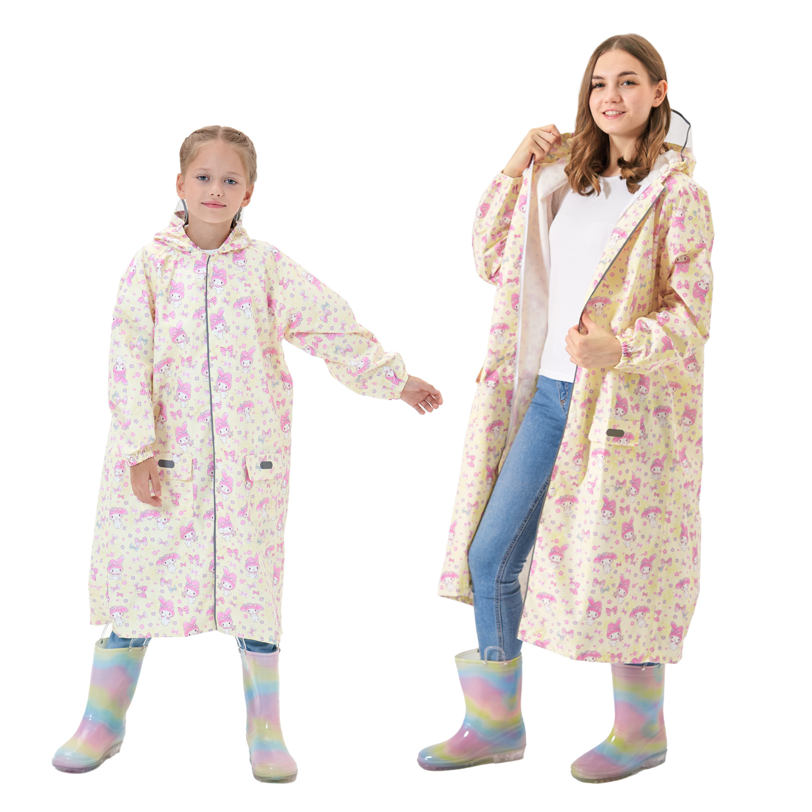 高品质库洛萌奥特儿童雨衣长款书包位大帽檐雨衣中小童雨披强防水详情21