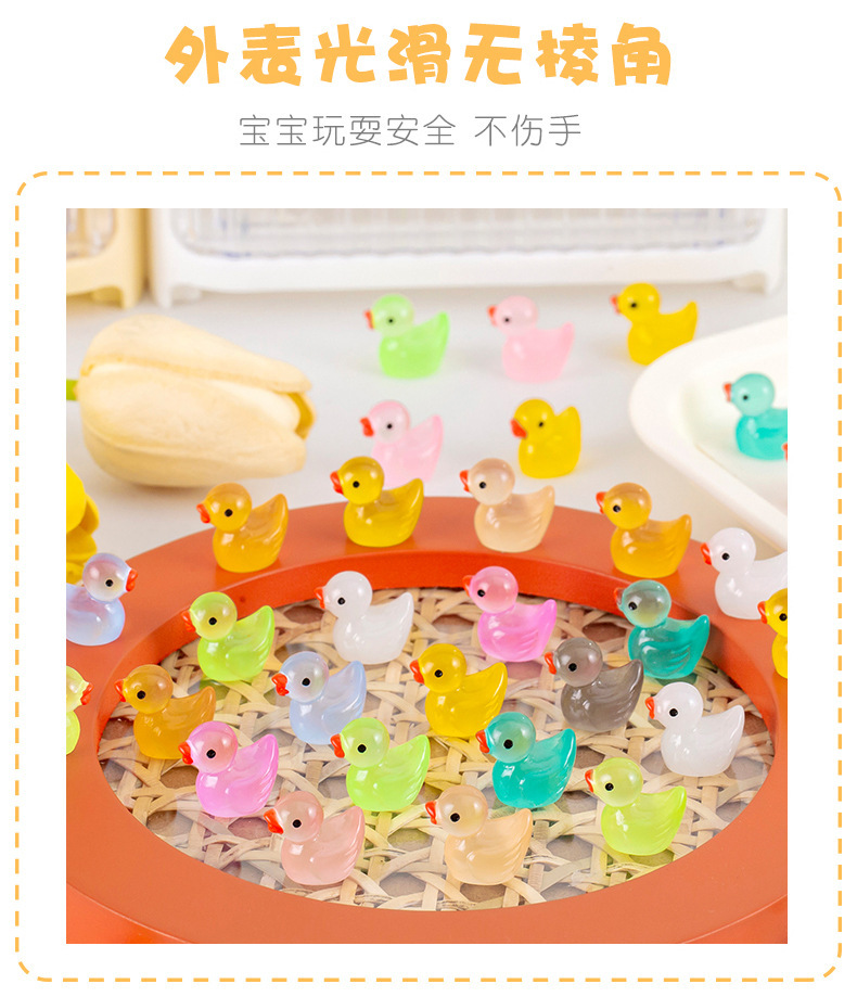 Luminous little duck, red, orange, green, blue, purple, pink, transparent, colorful mini simulation miniature animal model, sand table doll pic 9