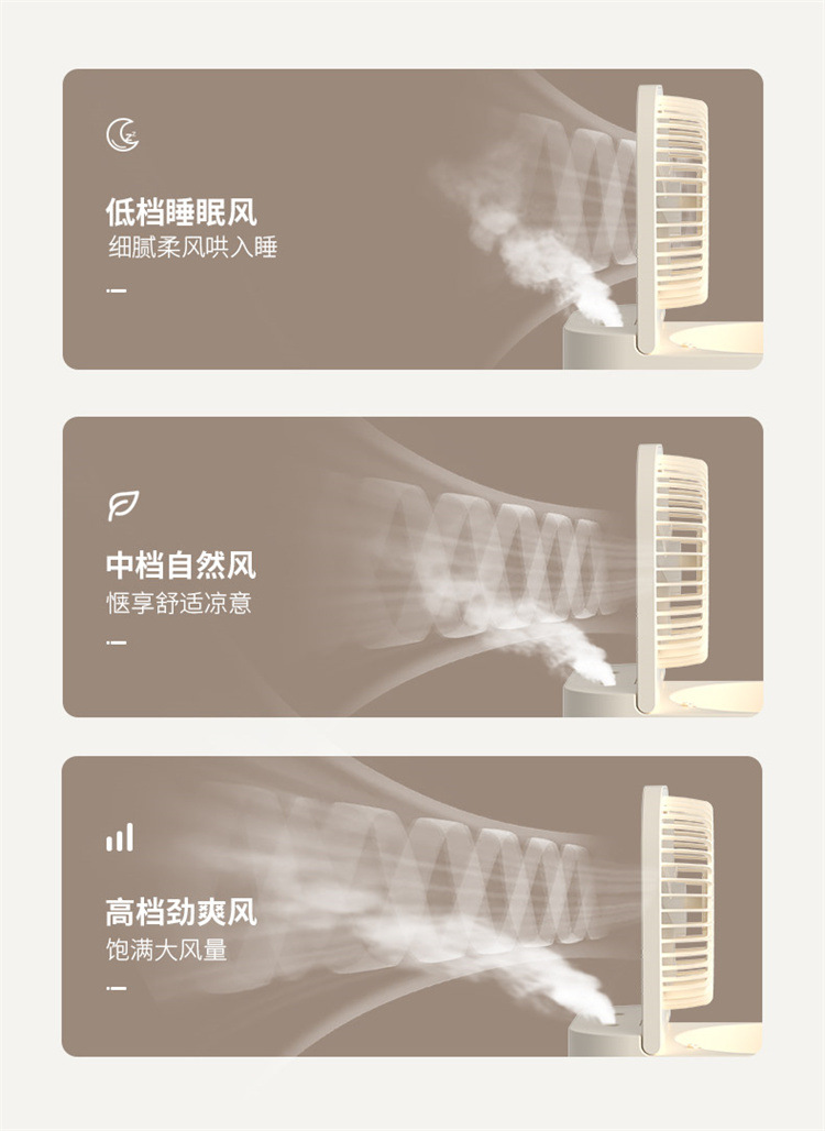 2023新款USB充电遥控定时加湿风扇桌面迷你小风扇氛围夜灯详情15