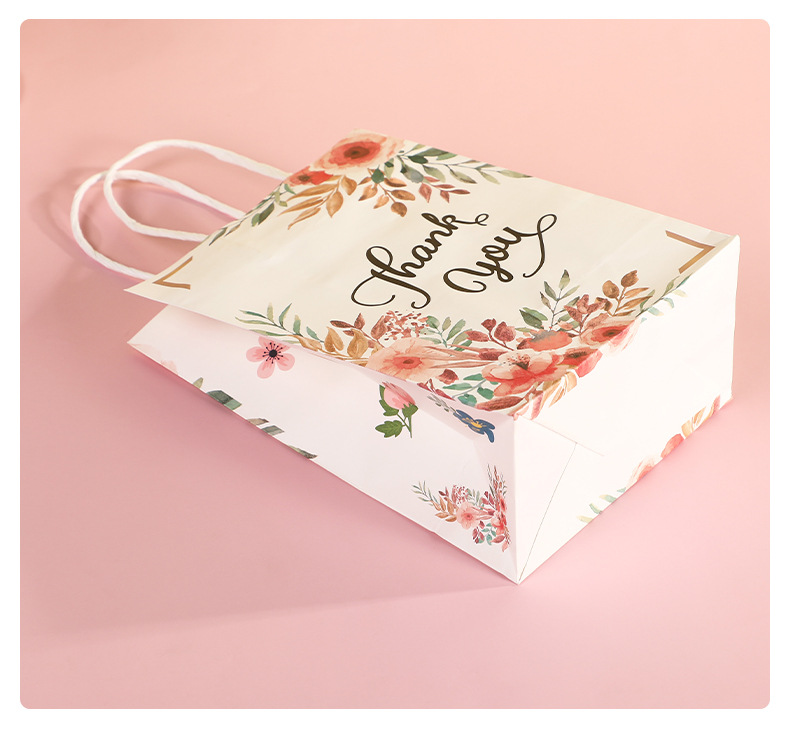 In-stock kraft paper bags, cartoon rose, clover, sunflower packaging, universal bags, paper bags for giving gifts, gift bags pic 11