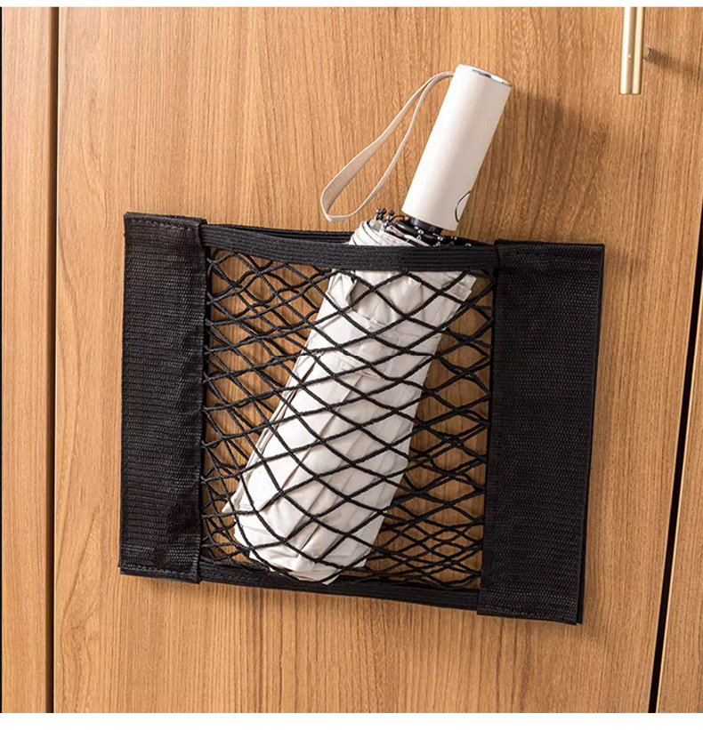 Garbage bag storage net bag, wall-mounted kitchen cabinet door, plastic bag storage wonder, adhesive net bag, large-capacity hanging bag pic 11