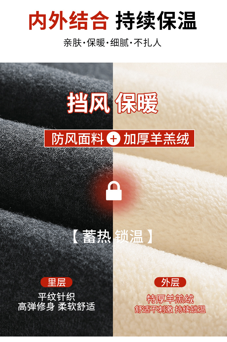 严选北方特厚800克羊羔绒打底裤女冬加绒加厚外穿大码高腰保暖裤详情9