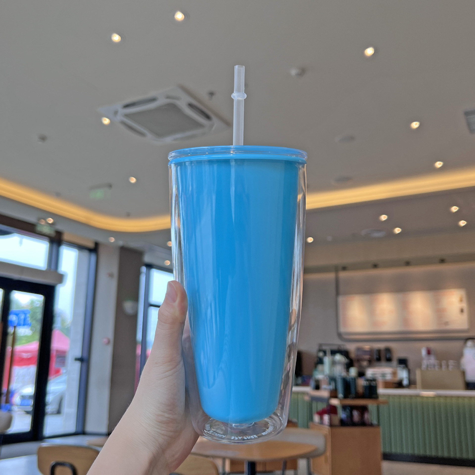 外贸新款双层塑料吸管杯高颜值网红大容量情侣杯子创意女王杯定制详情6